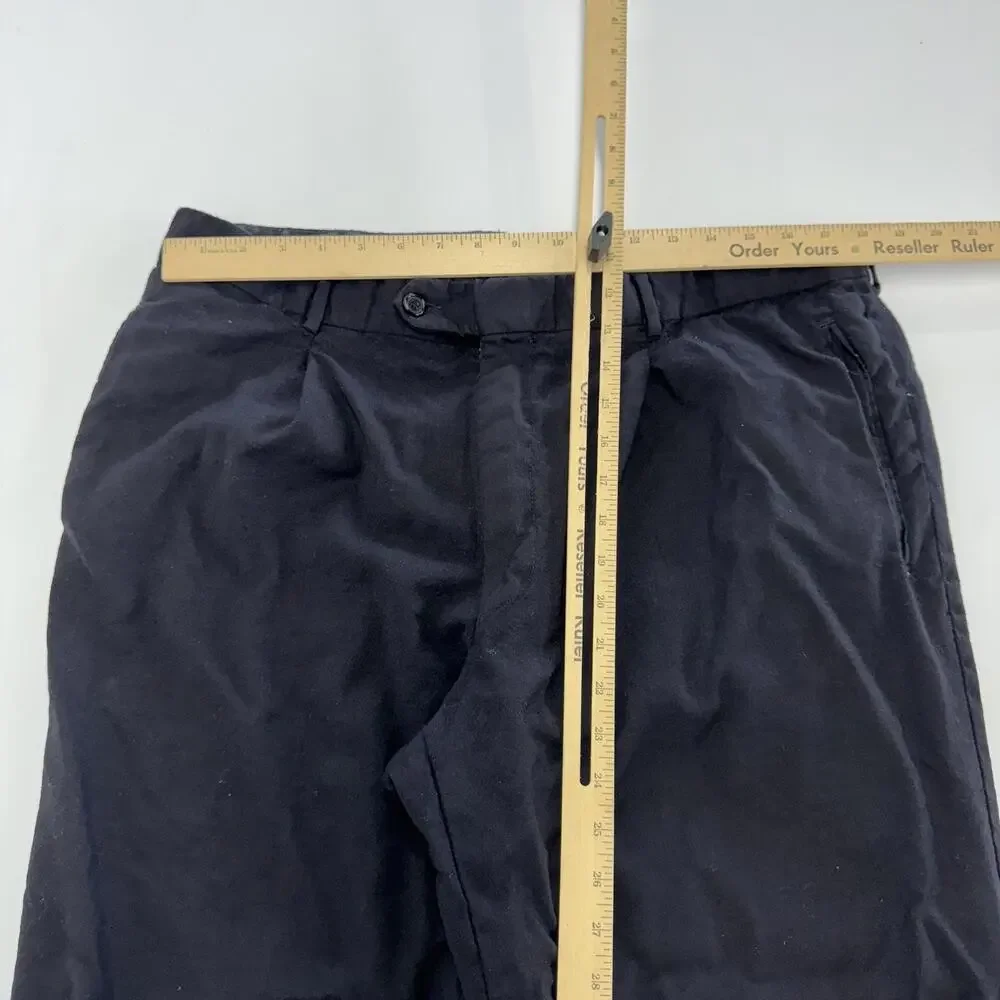 BOSS Hugo Boss Pants‎ Mens Medium Black Pleated Dress Trousers Cuffed Chino